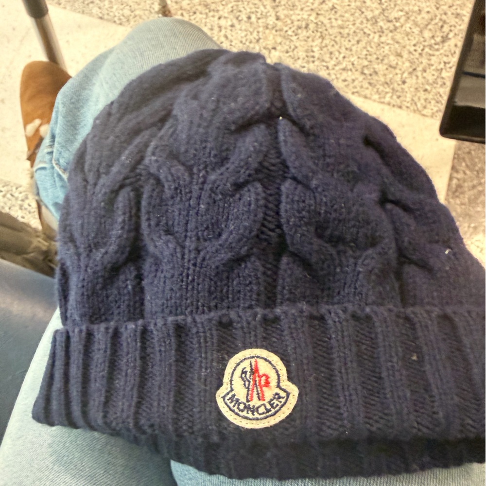 Moncler Dark Blue Cable Knit Hat